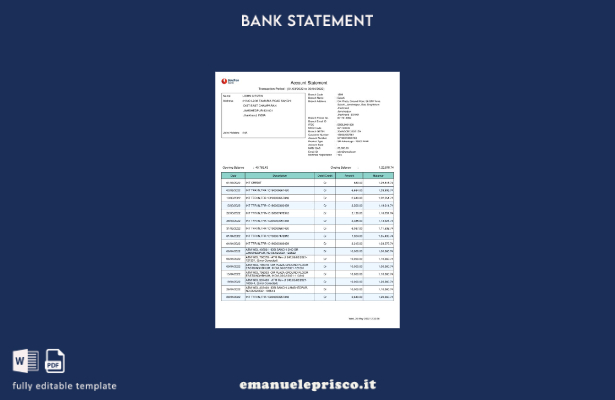 modello di pagine di parole dell'estratto conto bancario India Bandhan in stile 